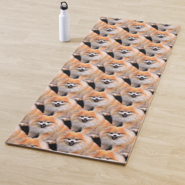 Cute Laughing Pomeranian Dog Yoga Mat