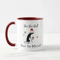 Ho Ho Ho Merlot Funny Cat Christmas Wine Quote Mug