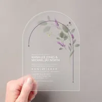 Sweet Floral Arch Wedding Lilac ID998 Acrylic Invitations