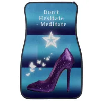 Purple Glitter High Heel Shoe on Blue Gradient | Car Floor Mat