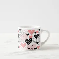 Hand Drawn Hearts and Dots Pattern ID471 Espresso Cup