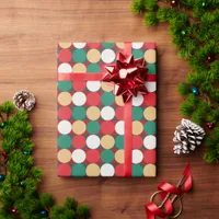 Christmas Colors Polka Dot Striped Wrapping Paper