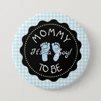 Mom to be  Blue Gingham  Baby Shower button