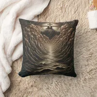 Jesus Emerges From Clouds Over Serene Waters Throw Pillow