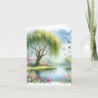 Serene Watercolor Landscape Blank Note Card