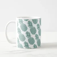 Girly Teal Glitter Pineapple Sparkle Pattern Coffee Mug