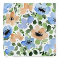 Flowers All Over, Peach, Blue, Green Watercolor Bandana