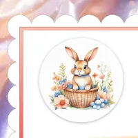 Sweet Vintage Bunny in Watercolor Flowers