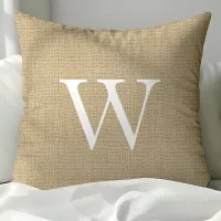 Rustic Tan Burlap Custom Monogrammed Throw Pillows