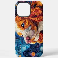 Colorful Cavalier King Charles Portrait iPhone 16 Pro Max Case