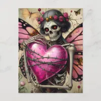 Fantasy Skeleton With Barbed Wire Heart  Postcard