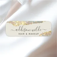 Holographic Signature Script Modern Glam Glitter Name Tag