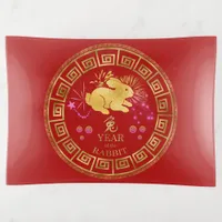 Chinese Zodiac Rabbit Red/Gold ID542 Trinket Tray