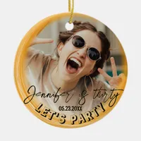 Glam Girly Photo Script 20 30 40 th Birthday Party Ceramic Ornament