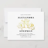 Budget Romantic Flourish Calligraphy Wedding Gold Invitation