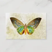 *~* Watercolor Gold Glitter Gilded Gold Butterfly Business Card