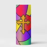 Stained Glass and Cross   Pillar Candle