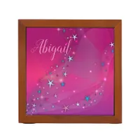 Magical Fantasy Dreamy Celestial Stars on Magenta Desk Organizer