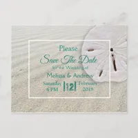 Beachy Sand Dollar Themed Wedding Save the Date Announcement Postcard