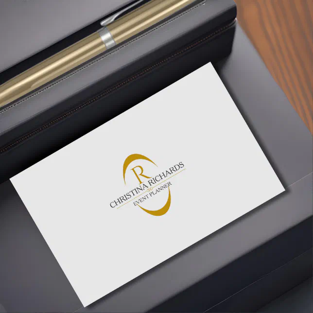 Grey and Gold Monogram Modern Elegant Business Card