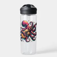 Funny Cartoon Octopus Playing Guitar Water Bottle