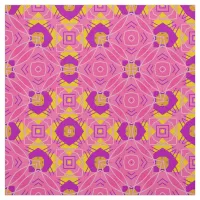 Pink Yellow & Purple Ornamental Geometric Pattern Fabric