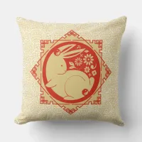 Year of the Rabbit Mantras Chinese New Year Yellow Throw Pillow