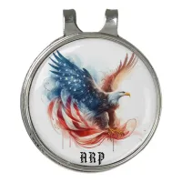 *~*American Flag Bald Eagle GOLF AP16  Initials Golf Hat Clip