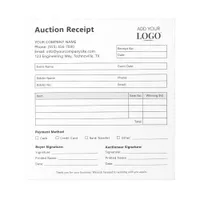 Editable Auction Receipt  |  Minimalist Business Notepad