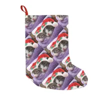 Kittens in Santa Hats Christmas Pattern Stocking