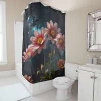 Celestial Blooms: Flowers Under the Milky Way  Shower Curtain