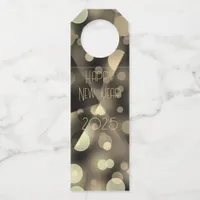 2025 new year with golden bubbles bottle hanger tag