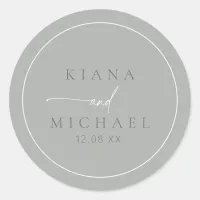 Chic Neutrals Wedding Sage Gray ID1020 Classic Round Sticker