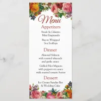 Decorative Burgundy Roses Wedding Menu Card