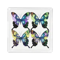 Realm of Morpho Blue Elegant Butterflies Acrylic Tray