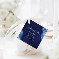 Navy Teal Agate Geode Wedding Thank You Favor Tags