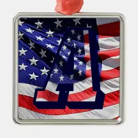 American Flag & Letter "A"  Premium Sq Ornament