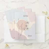 Trendy Pastel Abstract Shape Flower Monogram Pocket Folder