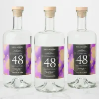Elegant 48th Amethyst Wedding Anniversary Liquor Bottle Label