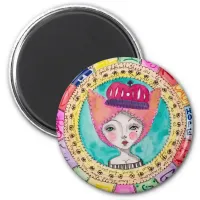 Watercolor Illustration Art Quirky Queen Royal Fun Magnet