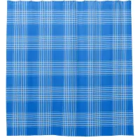 Gingham Checkered Blue and White Shower Curtain