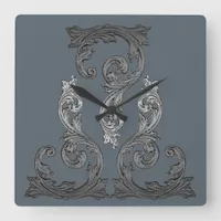 Elegant Ornate Goth Design Square Wall Clock