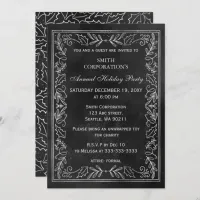 Black Silver Elegant Corporate Holiday Party  Invitation