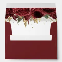 Burgundy Gold Floral  Envelope