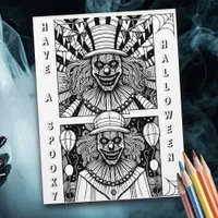 Spooky Clowns Halloween Coloring Page