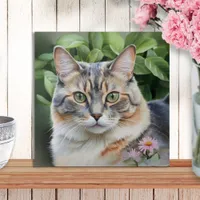 Elegant Pretty Dilute Tortoiseshell Cat In Garden  Ceramic Tile