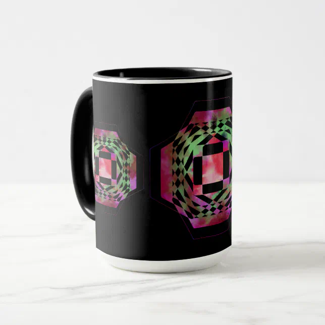Multicolored dentelated geometry mug
