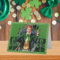 Vintage St. Patrick's Day Irish Man in Green Card