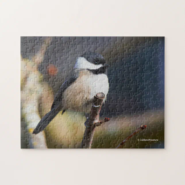 Cute Black-Capped Chickadee on Branch Jigsaw Puzzle