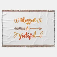 thankful heart thanksgiving quote throw blanket